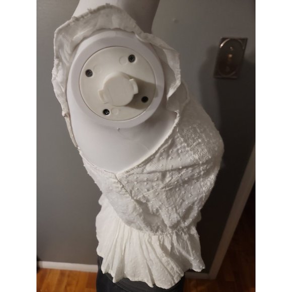 Sweet Wanderer White Peplum Sleeveless Semi Sheer Blouse Size M 100% Cotton - Picture 4 of 6